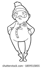 Vector illustration. Hand drawing cartoon character. Santa claus. Christmas illustration. Coloring page. Postcard Happy New Year and Merry Christmas.