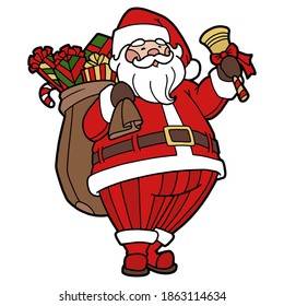 Ilustración vectorial. Personaje de dibujo a mano. Santa claus. Ilustración navideña. Postcard Feliz Año Nuevo y Feliz Navidad.