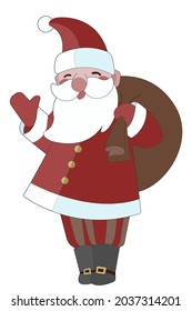 Vector illustration. Hand drawing cartoon character. Santa claus. Christmas illustration. Postcard Happy New Year and Merry Christmas.