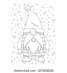 Vector illustration. Hand drawing cartoon character. Santa Claus with gifts. Christmas illustration. Coloring page. Postcard Happy New Year and Merry Christmas.