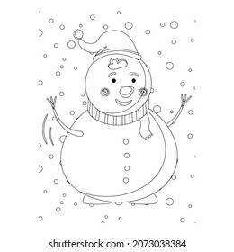 Vector illustration. Hand drawing cartoon character. Santa Claus with gifts. Christmas illustration. Coloring page. Postcard Happy New Year and Merry Christmas.