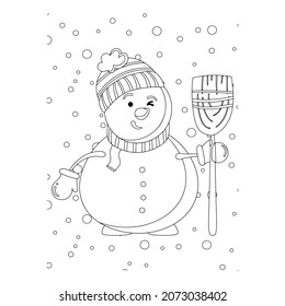 Vector illustration. Hand drawing cartoon character. Santa Claus with gifts. Christmas illustration. Coloring page. Postcard Happy New Year and Merry Christmas.