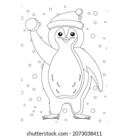 Vector illustration. Hand drawing cartoon character. Santa Claus with gifts. Christmas illustration. Coloring page. Postcard Happy New Year and Merry Christmas.