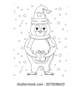 Ilustración vectorial. Personaje de dibujo a mano. Papá Noel con regalos. Ilustración navideña. Colorido de la página. Postcard Feliz Año Nuevo y Feliz Navidad.