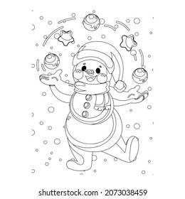 Ilustración vectorial. Personaje de dibujo a mano. Papá Noel con regalos. Ilustración navideña. Colorido de la página. Postcard Feliz Año Nuevo y Feliz Navidad.