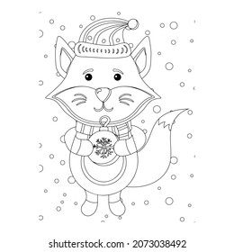 Ilustración vectorial. Personaje de dibujo a mano. Papá Noel con regalos. Ilustración navideña. Colorido de la página. Postcard Feliz Año Nuevo y Feliz Navidad.