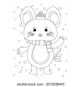 Vector illustration. Hand drawing cartoon character. Santa Claus with gifts. Christmas illustration. Coloring page. Postcard Happy New Year and Merry Christmas.