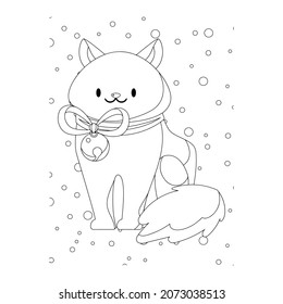 Vector illustration. Hand drawing cartoon character. Santa Claus with gifts. Christmas illustration. Coloring page. Postcard Happy New Year and Merry Christmas.