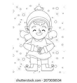 Vector illustration. Hand drawing cartoon character. Santa Claus with gifts. Christmas illustration. Coloring page. Postcard Happy New Year and Merry Christmas.
