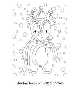 Vector illustration. Hand drawing cartoon character. Santa Claus with gifts. Christmas illustration. Coloring page. Postcard Happy New Year and Merry Christmas.