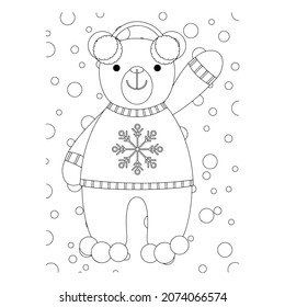 Vector illustration. Hand drawing cartoon character. Santa Claus with gifts. Christmas illustration. Coloring page. Postcard Happy New Year and Merry Christmas.