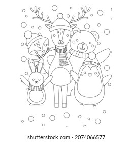 Ilustración vectorial. Personaje de dibujo a mano. Papá Noel con regalos. Ilustración navideña. Colorido de la página. Postcard Feliz Año Nuevo y Feliz Navidad.