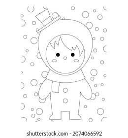Vector illustration. Hand drawing cartoon character. Santa Claus with gifts. Christmas illustration. Coloring page. Postcard Happy New Year and Merry Christmas.