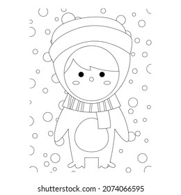 Vector illustration. Hand drawing cartoon character. Santa Claus with gifts. Christmas illustration. Coloring page. Postcard Happy New Year and Merry Christmas.