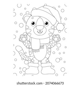 Ilustración vectorial. Personaje de dibujo a mano. Papá Noel con regalos. Ilustración navideña. Colorido de la página. Postcard Feliz Año Nuevo y Feliz Navidad.