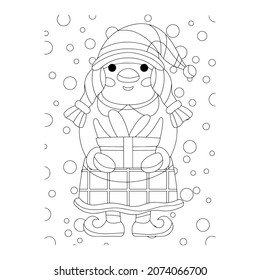 Ilustración vectorial. Personaje de dibujo a mano. Papá Noel con regalos. Ilustración navideña. Colorido de la página. Postcard Feliz Año Nuevo y Feliz Navidad.