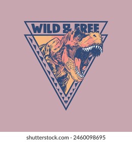 Vector illustration of Hand drawing cartoon dinosaur and typography. For Boys t shirt.