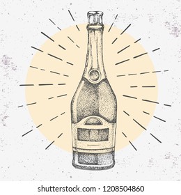 Similar Images, Stock Photos & Vectors of Hand drawing champagne bottle