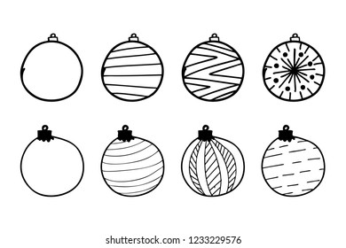 Vector illustration of hand drawing christmas balls.
