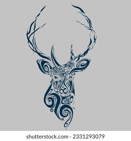 vector illustration hand drawing of deer with unique textures