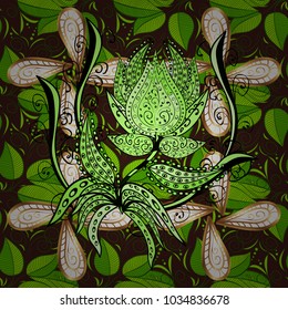 Vector illustration. Hand drawing with elegant element on a green, brown and black colors.