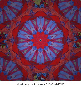 Vector illustration. Hand drawing with elegant element on a red, pink and blue colors.