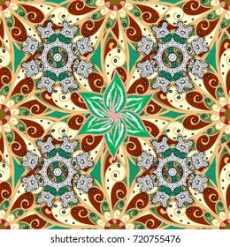 Vector illustration. Hand drawing with elegant element on a beige, brown and green colors.