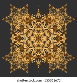 Vector illustration. Hand drawing gold star with elegant element isolated on a gray background.