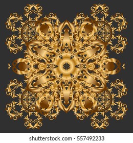 Vector illustration. Hand drawing gold star with elegant element isolated on a gray background.