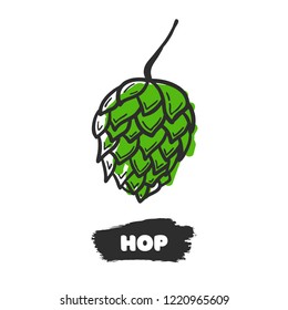 Vector illustration of hand drawing hop on white background