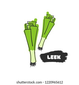 Vector illustration of hand drawing leek on white background