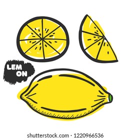 Vector illustration of hand drawing lemon on white background