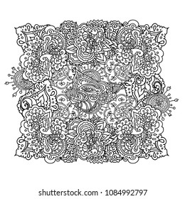 Vector illustration. Hand drawing on a graphic tablet. Indian ornament ,coloring pages.
