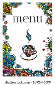 Vector illustration. Hand drawing on a graphic tablet. Menu for a tea restaurant.
