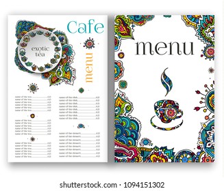 Vector illustration. Hand drawing on a graphic tablet. Menu for a tea restaurant.