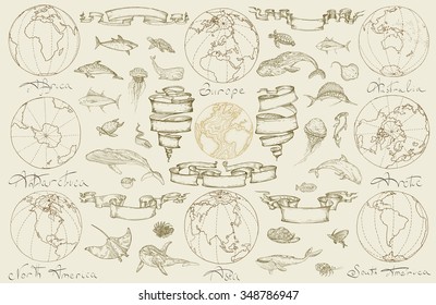 Vector illustration. Hand drawing. On the theme of sea travel.