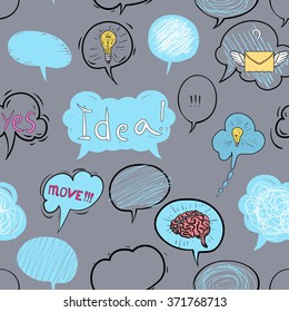 Vector illustration. Hand drawing on a graphic tablet.Seamless pattern of bubbles icons.On a gray background.