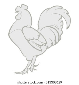 Vector illustration. Hand drawing on a graphic tablet. Gray rooster.