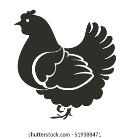 Vector illustration. Hand drawing on a graphic tablet. Stencil hen black.