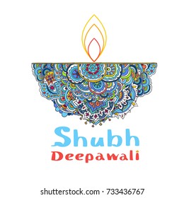Vector illustration. Hand drawing on a graphic tablet.  Illustration for Diwali "Festival of Lights"