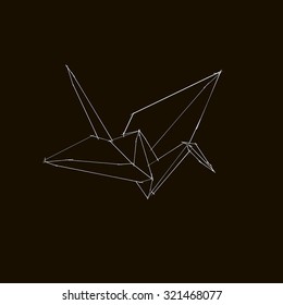 Vector illustration - Hand drawing of Origami Crane