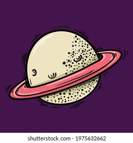 vector illustration of hand drawing of a planet with rings