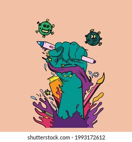 Vektorgrafik des Handzeichens-Ablegevirus 