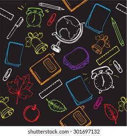The vector illustration "hand drawing school icons pattern" for design