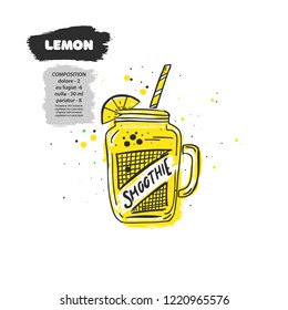 Vector illustration of hand drawing smoothie with lemon