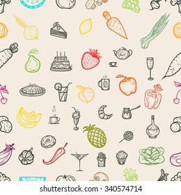 Vector illustration. Hand drawing vegetables. Seamless pattern.