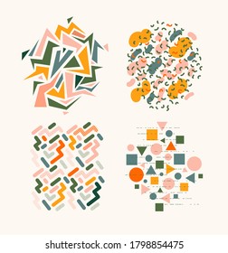 vector illustration of hand drawing work. creative outline doodles of abstract shapes. graphic design for background or frame for text. abstract isolated art elements for flyer, booklet, card, cover