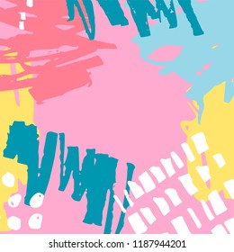 Vector illustration, hand drawn abstract background with paint blots, spots, dots and lines with space for text.