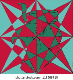 Vector illustration of hand drawn abstract bird / eagle colorful pattern.