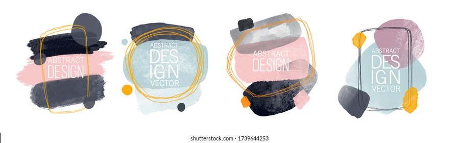 vector illustration hand drawn. Abstract design with doodles and various shapes. modern art isolated vector graphic. minimalistic geometric frames hand painted